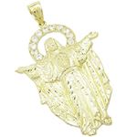 Mens 10k Yellow gold White gemstone jesus charm EGP30 1