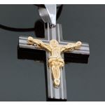 Jesus Christ on Cross Ceramic Stainless Steel with Rubber Chain 3