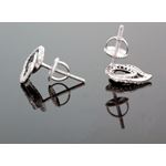 .925 Sterling Silver White Heart White and Black Onyx Crystal Micro Pave Unisex Mens Stud Earrings 3