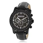 Mens Black Diamond Watch Raptor 2.25ct Black MOP with Leather Band by Luxurman 1