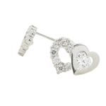 14K White gold Dual heart cz stud earrings for Children/Kids web298 1