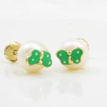 14K Yellow gold Butterfly pearl stud earrings for Children/Kids web83 3