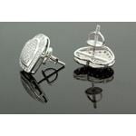 .925 Sterling Silver White Heart White Crystal Micro Pave Unisex Mens Stud Earrings 3