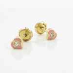 14K Yellow gold Heart cz stud earrings for Children/Kids web153 3