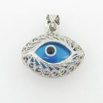 womens bp127 kabbalah evil eye .925 Sterling Silver good luck charm pendant 1