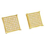 Mens .925 sterling silver Yellow 8 row square earring MLCZ22 3mm thick and 11mm wide Size 1