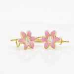 14K Yellow gold Flower cz hoop earrings for Children/Kids web46 3