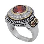 "Ladies .925 Italian Sterling Silver Ruby Red synthetic gemstone ring SAR21 6