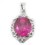 Ladies .925 Italian Sterling Silver chandelier pendant with pink stone Length - 27mm Width - 14mm 1