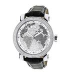 Luxurman Watches World Map Mens VS Diamond Watch .18ct Black and White Stones 1