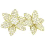 Womens 10k Yellow gold Flower white cz stud earring ELMI36 1