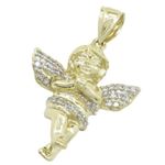 Mens 10k Yellow gold Yellow gold angel praying cz pendant LIGS9 1