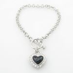 Ladies .925 Italian Sterling Silver Open Link Heart Bracelet Length - 8 inches Width - 5mm 1