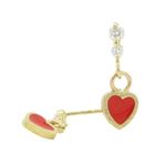 14K Yellow gold Thin heart cz chandelier earrings for Children/Kids web508 1