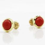 14K Yellow gold Round flower pearl stud earrings for Children/Kids web215 3