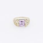 10k Yellow Gold Syntetic pink gemstone ring ajjr52 Size: 2.25 3