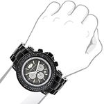 Luxurman Escalade Mens Oversized Real Black Diamond Chronograph Watch 4.75ct 3