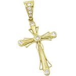 Mens 10k Yellow gold White gemstone jesus cross charm EGP100 1