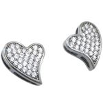 Womens .925 sterling silver Black and white heart earring 3mm thick and 9mm wide Size 1