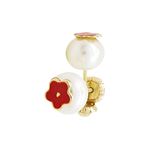 14K Yellow gold Pearl flower stud earrings for Children/Kids web1 1