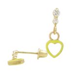 14K Yellow gold Open heart cz chandelier earrings for Children/Kids web412 1