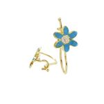 14K Yellow gold Flower cz hoop earrings for Children/Kids web39 1