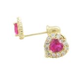 14K Yellow gold Heart cz stud earrings for Children/Kids web249 1