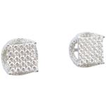 Mens .925 sterling silver White round square earrings MLCZ182 5mm thick and 10mm wide Size 1