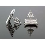 .925 Sterling Silver White Kite Black Onyx and White Crystal Micro Pave Unisex Mens Stud Earrings 3