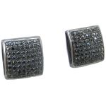 Mens .925 sterling silver Black 8 row square earring MLCZ102 5mm thick and 10mm wide Size 1