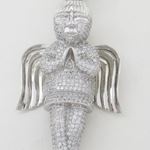 Praying angel white silver cz pendant SB60 79mm tall and 40mm wide 3