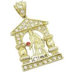 Mens 10k Yellow gold Red and white gemstone saint lazarus charm EGP51 1