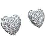 Womens .925 sterling silver Black and white heart earring 5mm thick and 13mm wide Size 1