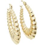 10k Yellow Gold earrings Fancy puff bamboo gold earrings AGBE58 1