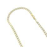 "10K Yellow Gold 5mm wide 24"" long diamond cut Curb Cuban Italy Chain Necklace with Lobster Clasp G