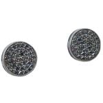 Mens .925 sterling silver Black round earring 4 MLCZ245 2mm thick and 9mm wide Size 1