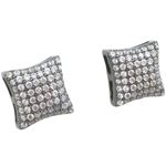 Mens .925 sterling silver Black and white 8 row square earring MLCZ178 5mm thick and 10mm wide Size 