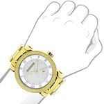 Luxurman Watches: Mens Real Diamond Watch 0.12ct Polished Yellow Gold Tone 3