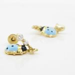 14K Yellow gold Bettle cz chandelier earrings for Children/Kids web496 3