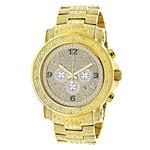 Luxurman Oversized Iced Out Mens Diamond Watch Yellow Gold 2ct Chronograph 1