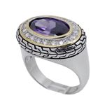 "Ladies .925 Italian Sterling Silver Purple Violet synthetic gemstone ring SAR39 6