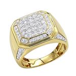 Mens 10K Gold Diamond Wedding Band Pinky Ring 2Ctw