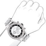 Designer Watches Luxurman Mens Diamond Watch 0.25ct Black and White Leather Band 3
