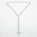 "Stainless Steel Rosary Necklace with Cross R144 ball 9 mm