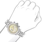 Luxurman Womens Diamond Watch 0.3ct Two Tone Gold Plated MOP Chronograph 3