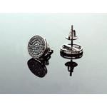 .925 Sterling Silver Black Circle Black Onyx Crystal Micro Pave Unisex Mens Stud Earrings 8mm 3