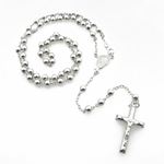 Mens .925 Italian Sterling Silver white beaded rosary Length - 24 inches Width - 5mm 1