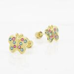 14K Yellow gold Thin butterfly cz stud earrings for Children/Kids web415 3