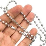 14K WHITE Gold SOLID BALL Chain - 32 Inches Long 5MM Wide 3