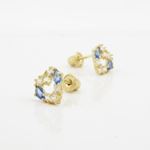 14K Yellow gold Heart fancy cz stud earrings for Children/Kids web436 3